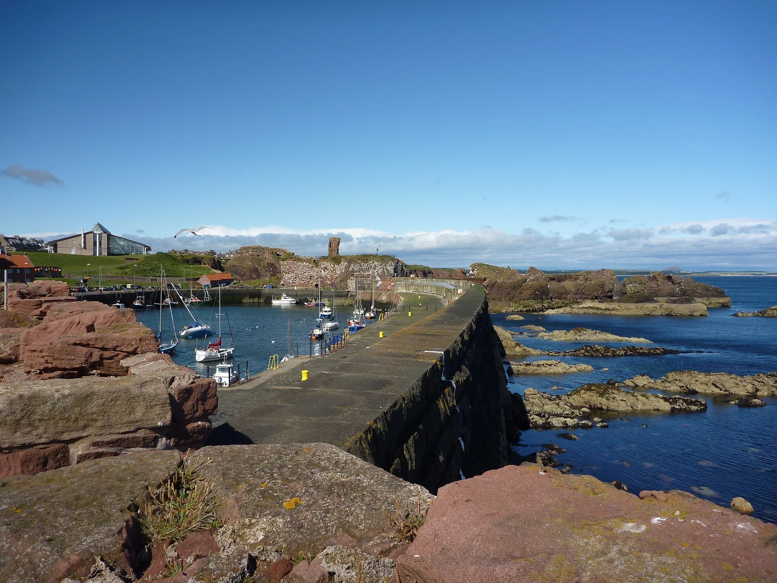 Looking Along The Massive Harbour Wall at Victoria Harbour, Dunbar - geograph.org.uk - 1957431.jpg